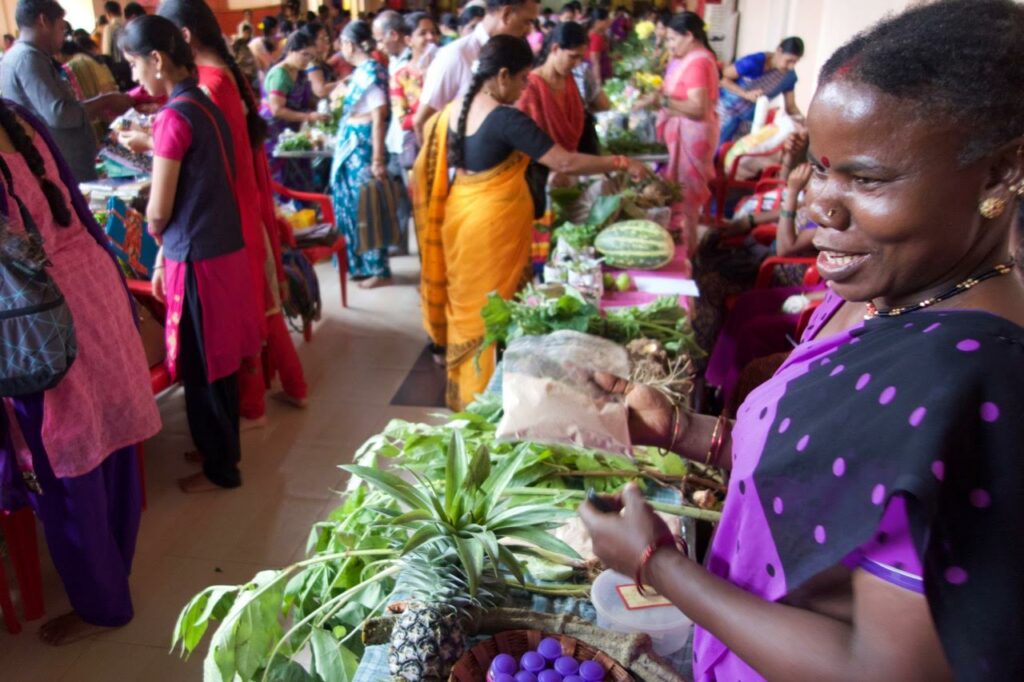 Vanastree’s women selling their ware and interacting with customers at the 2017 Malnad Mela